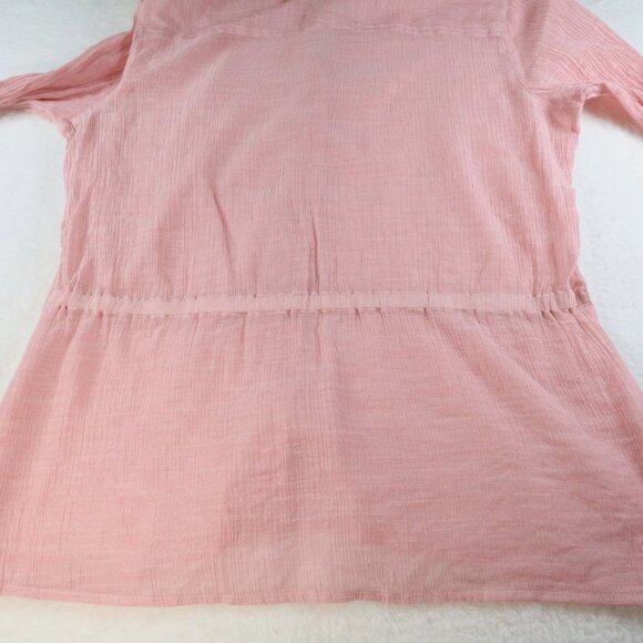Chicos Shirt Womens 1 US Medium Pink 100% Linen Gauzy Button Up Long Sleeves - Picture 4 of 4